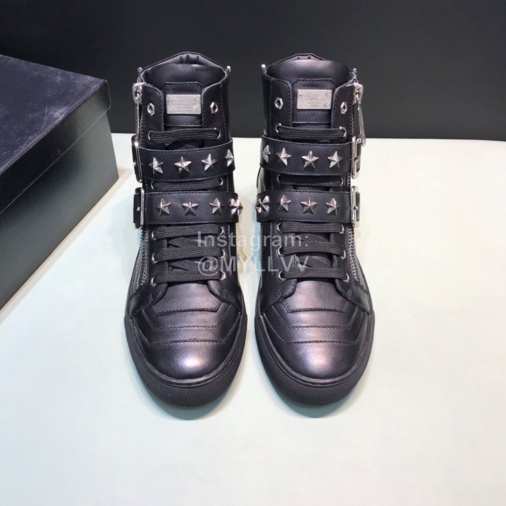 Plein Cowhide High Top Shoes For Men Black