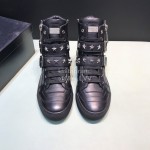 Plein Cowhide High Top Shoes For Men Black