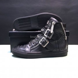 Plein Cowhide High Top Shoes For Men Black