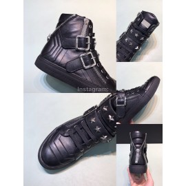 Plein Cowhide High Top Shoes For Men Black