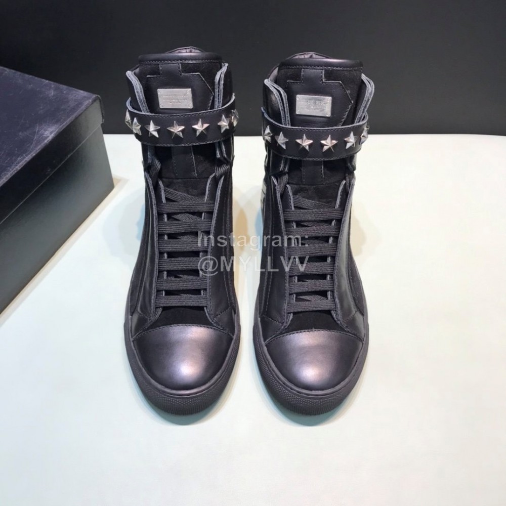 Plein Black Cowhide High Top Shoes For Men 