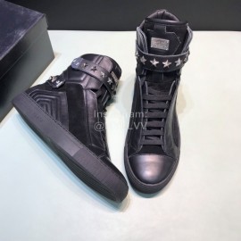 Plein Black Cowhide High Top Shoes For Men 
