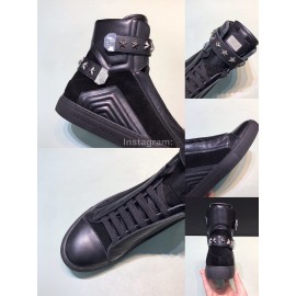 Plein Black Cowhide High Top Shoes For Men 