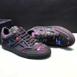 Plein  Camouflage Printing Leather Hollow Sneakers For Men Black