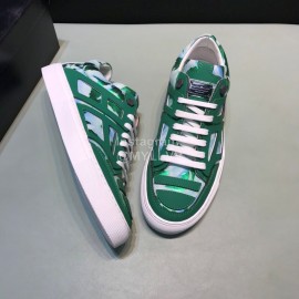 Plein  Camouflage Printing Leather Hollow Sneakers For Men Green