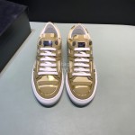 Plein  Camouflage Printing Leather Hollow Sneakers For Men Khaki