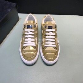 Plein  Camouflage Printing Leather Hollow Sneakers For Men Khaki