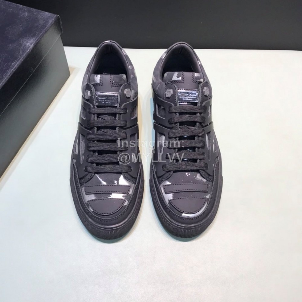 Plein  Camouflage Printing Leather Hollow Sneakers For Men