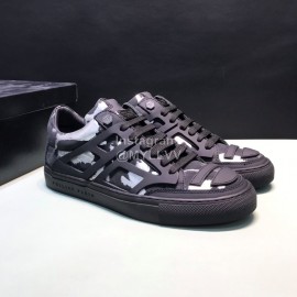 Plein  Camouflage Printing Leather Hollow Sneakers For Men