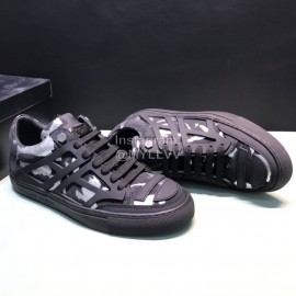 Plein  Camouflage Printing Leather Hollow Sneakers For Men