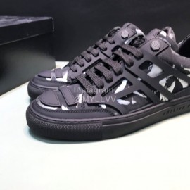 Plein  Camouflage Printing Leather Hollow Sneakers For Men