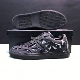 Plein  Camouflage Printing Leather Hollow Sneakers For Men