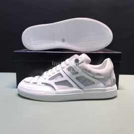 Plein  Camouflage Printing Leather Hollow Sneakers For Men White
