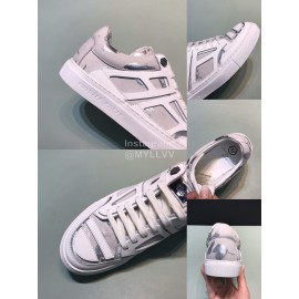 Plein  Camouflage Printing Leather Hollow Sneakers For Men White