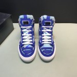 Plein  Camouflage Printing Leather High Top Sneakers For Men Blue