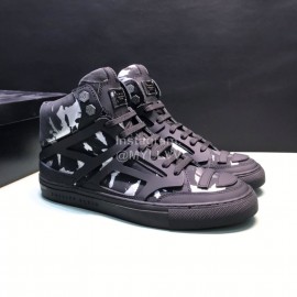Plein  Camouflage Printing Leather High Top Sneakers For Men