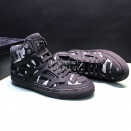 Plein  Camouflage Printing Leather High Top Sneakers For Men