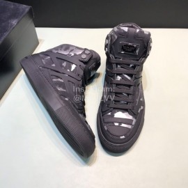 Plein  Camouflage Printing Leather High Top Sneakers For Men
