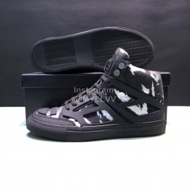 Plein  Camouflage Printing Leather High Top Sneakers For Men