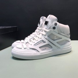 Plein  Camouflage Printing Leather High Top Sneakers For Men White