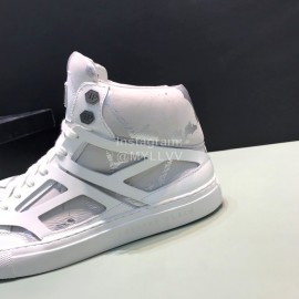 Plein  Camouflage Printing Leather High Top Sneakers For Men White