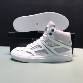 Plein  Camouflage Printing Leather High Top Sneakers For Men White