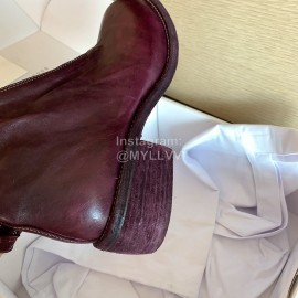 Piero Guidi Fashion Leather High Heel Boots Purplish Red For Women 