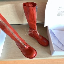 Piero Guidi Fashion Leather Long Boots For Women Brownish Red