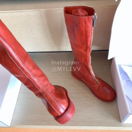 Piero Guidi Fashion Leather Long Boots For Women Brownish Red