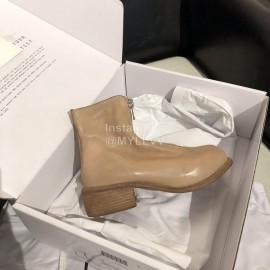 Piero Guidi Soft Leather Thick High Heeled Short Boots For Women Apricot