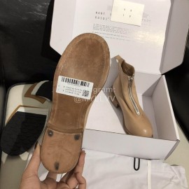 Piero Guidi Soft Leather Thick High Heeled Short Boots For Women Apricot