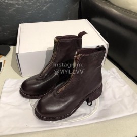 Piero Guidi Soft Leather Thick High Heeled Short Boots For Women Dark Purple