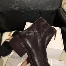 Piero Guidi Soft Leather Thick High Heeled Short Boots For Women Dark Purple