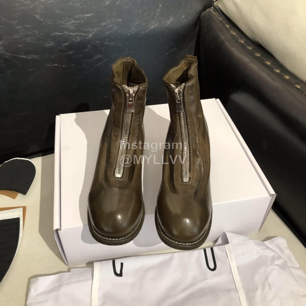 Piero Guidi Soft Leather Thick High Heeled Short Boots For Women Dark Brown