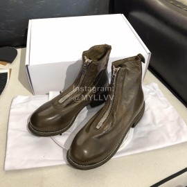 Piero Guidi Soft Leather Thick High Heeled Short Boots For Women Dark Brown