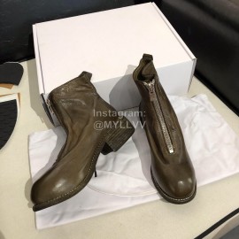 Piero Guidi Soft Leather Thick High Heeled Short Boots For Women Dark Brown