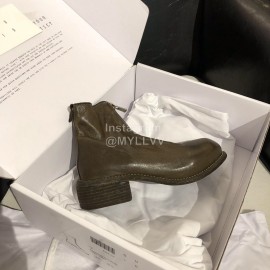 Piero Guidi Soft Leather Thick High Heeled Short Boots For Women Dark Brown