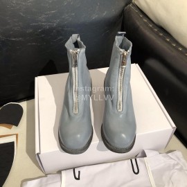 Piero Guidi Soft Leather Thick High Heeled Short Boots For Women Blue