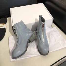 Piero Guidi Soft Leather Thick High Heeled Short Boots For Women Blue