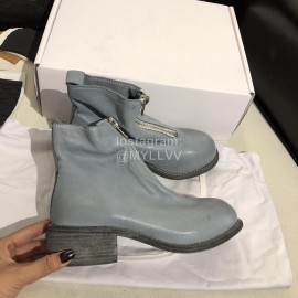 Piero Guidi Soft Leather Thick High Heeled Short Boots For Women Blue