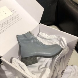 Piero Guidi Soft Leather Thick High Heeled Short Boots For Women Blue