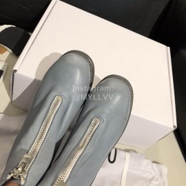 Piero Guidi Soft Leather Thick High Heeled Short Boots For Women Blue