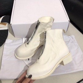 Piero Guidi Soft Leather Thick High Heeled Short Boots For Women White