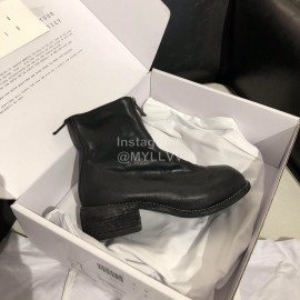 Piero Guidi Soft Leather Thick High Heeled Short Boots For Women Black