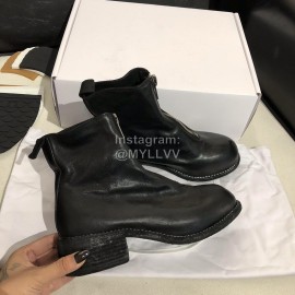 Piero Guidi Soft Leather Thick High Heeled Short Boots For Women Black