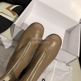 Piero Guidi Soft Leather Thick High Heeled Boots For Women Apricot