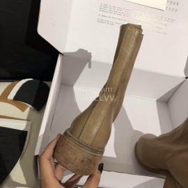 Piero Guidi Soft Leather Thick High Heeled Boots For Women Apricot