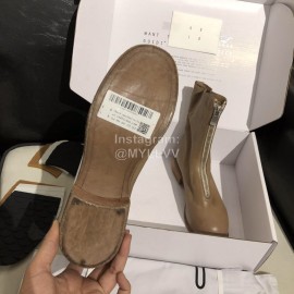 Piero Guidi Soft Leather Thick High Heeled Boots For Women Apricot