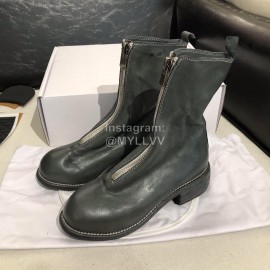 Piero Guidi Soft Leather Thick High Heeled Boots For Women Gray