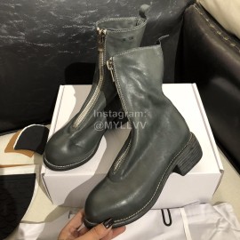 Piero Guidi Soft Leather Thick High Heeled Boots For Women Gray